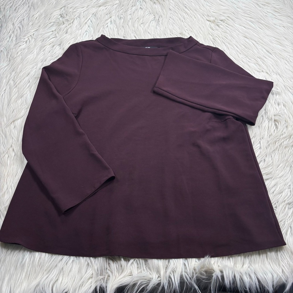 Uniqlo Women's M Maroon Burgundy Boat Neck Blouse Dark Twee Minimalist
